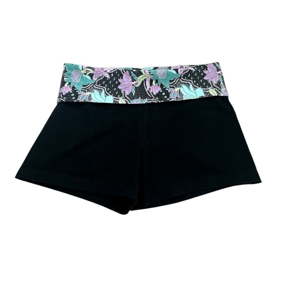 Victoria Secret Black Fold Over Shorts Floral Size Medium